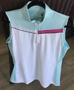 EP sleeveless Womens Golf Shirt 1/4 zipper Size LG 50 UV Original $70 - Picture 1 of 5