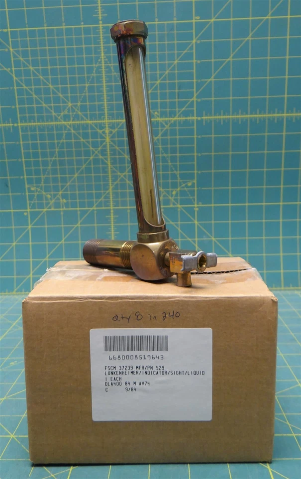 Indicador de visión líquida Lunkenheimer para aceite 1/2" NPT PN 529 NSN: 6680-00-851-9643 Foto 1 de 4