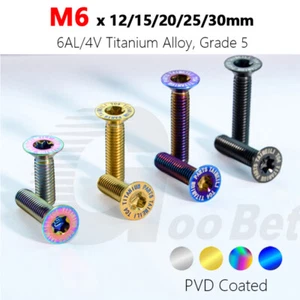 M6 x 12/15/20/25/30mm Titanium Bolt Torx Countersunk Screws TX30 Grade 5 Ti6Al4V - Picture 1 of 45