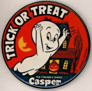 1980's Trick or Treat CASPER  3 1/2" Pinback Button