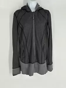 Lululemon Athletic Gray Black Herringbone Daily Tilt Practice Jacket Sz 10 Women - Picture 1 of 17