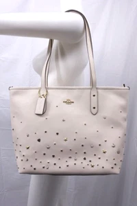 COACH NEU MIT ETIKETT CITY REISSVERSCHLUSS TASCHE MIT STARDUST NIETEN F22299 HELLGOLD/KREIDE - Bild 1 von 11