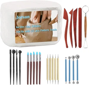 Natural Air-Dry Clay Natural, Non-Toxic All-Purpose Compound 10Lbs with 23 Pcs P - Picture 1 of 12