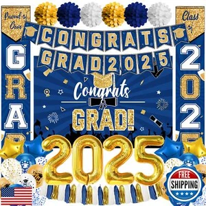 Lemoneon Class of 2025 Graduation Decorations Blue and Gold Party Supplies Fa - Picture 1 of 5