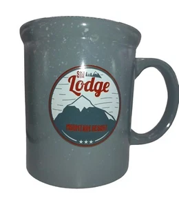 Ski Lodge Mountain Resort Large Ceramic Grey Speckled Campfire Coffee Mug Cup - Picture 1 of 7