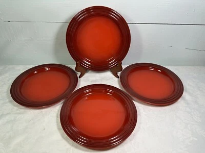 批量 4 件 Le Creuset 温哥华石器 8 1/2 英寸 Cerise 红色沙拉盘 全新 — 第 1/4 张图片