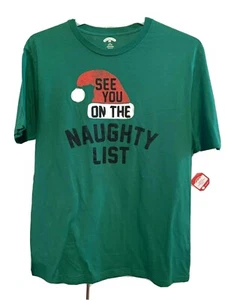 Holiday Time Green "See You On the Naughty List" Christmas T-Shirt 2xl,3xl-#C10 - Picture 1 of 2