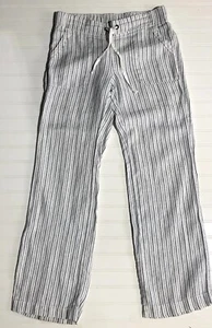 Athleta 100% Linen Wide Leg High Waist Striped Drawstring Pants Women's 8 - Picture 1 of 12