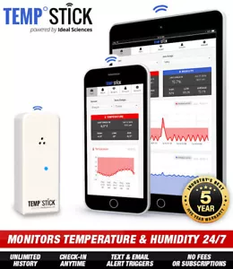 Temp Stick WiFi Temperature & Humidity Sensor 24/7 Monitoring & Alerts (White) - Picture 1 of 5