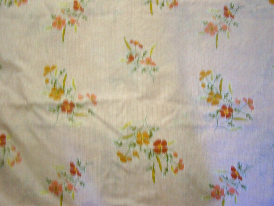 Hoja de percal plana doble vintage Burlington floral tejido de canasta melocotón/coral Foto 1 de 1