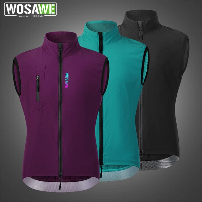 WOSAWE Men Cycling Sleeveless Jacket MTB Breathable Vest Windproof Sport Top - Image 1 of 4