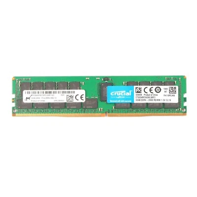 Crucial 32GB DDR4 2666MHz PC4-19200 2RX4 ECC Registered Server RDIMM Memory Ram - Image 1 of 3