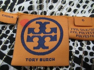 TORY BURCH 🌸 GRÖSSE 6 / 35" BRUSTUMFANG = ÄRMELLOS / METALLIC GOLD & WEISS BLUSE - Bild 1 von 10