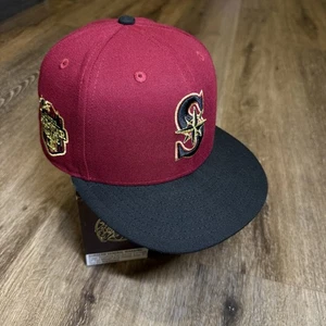 Mütze Club Seattle Mariners New Era Cap 59Fifty weinrot schwarz gold Patch - Bild 1 von 7