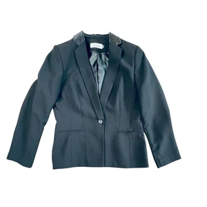 Chaqueta Blazer Calvin Klein Sastre Solapa Satén Negra Crepé 14 Preppy Dinero Antiguo - Imagen 1 de 12