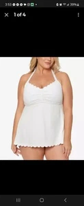 Jessica Simpson Scalloped Swimdress Einteiler Badekleid Einteiler Badeanzug- - Bild 1 von 12