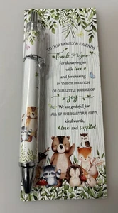 PAQUETE BOLÍGRAFO Y TARJETA DE AGRADECIMIENTO REGALOS BABY SHOWER FAVORES “OH BABY” (JUEGO DE 15) - Imagen 1 de 5