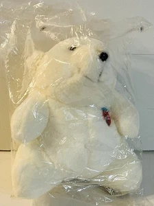 Coca-Cola Polar Bear Plush Coke Bottle Badge White 7" Tall Sitting 1993 Vintage - Picture 1 of 4