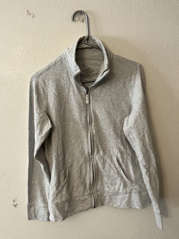 Chaqueta para mujer LL Bean gris algodón spandex cremallera completa cuello falso talla S REG 272009 Foto 1 de 4