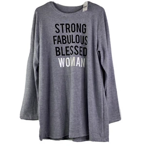 Lane Bryant Shirt Size 10 12 Womens Gray Strong Fabulous Blessed Woman Graphic - Picture 1 of 7