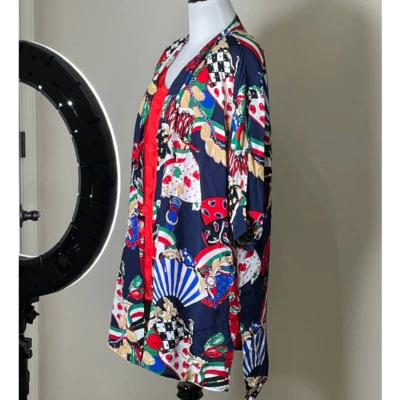 Винтажный 80-х блузка кимоно куртка женщин GB 16 CAN 14 США L 14 le Truc координаты - Изображение 1 из 4