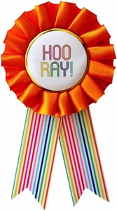 9912369 - Hooray! Rainbow Stripes Birthday Party Rosette Ribbon - Picture 1 of 12