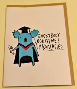 Whale & Bird Greeting Card Graduation Koala Bear I'm Koalafied Degree Large Card - Picture 1 of 2