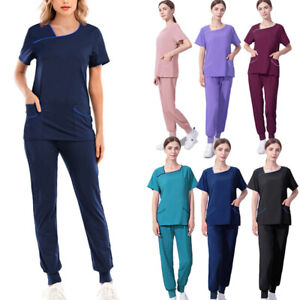 Womens Medical Nursing Uniforms Scrub Sets Jogging Pants Summer Workwear Suits