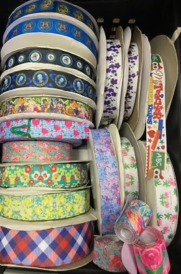 Grosgrain ribbon BTY SALE Various pattern Clearance End of Lot Ribbon - Image 1 of 4