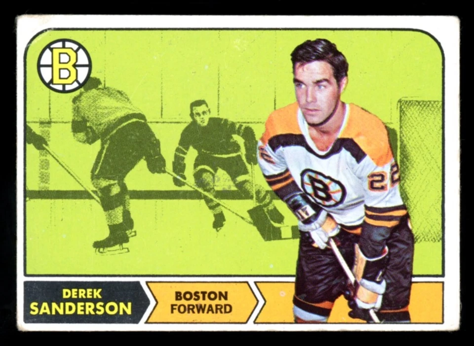 1968-69 TOPPS NHL HOCKEY #6 Derek Sanderson EX Boston Bruins Card - Image 1 of 2