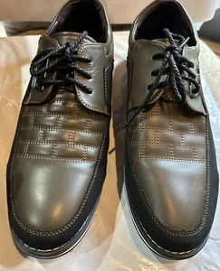 Mens Faux Leather Lace-Up Flat Loafers Casual Pointed Toe Driving Non-Slip Shoes - Picture 1 of 6