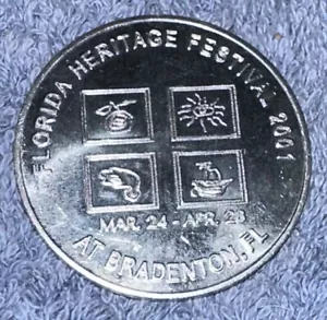 Vintage Florida Heritage Festival 2001 Bradenton Harold Silber farbige Münze - Bild 1 von 3