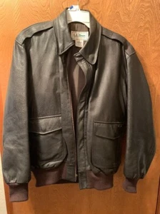 Vintage LL Bean Leather Bomber Jacket Men's Size 40 Brown Made in U.S.A. - Picture 1 of 3