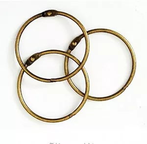 3X Vintage Bronze Heavy Duty Large Binding Ring Hinged Book Binder Ring Key Ring - Picture 1 of 4