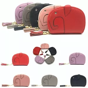 Leather Mini Wallet Elephant Card Holder Coin Pocket For Women's With Gift Bag - Picture 1 of 17