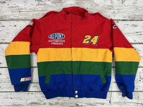 Vintage Jeff Gordon #24 Dupont Chase Authentics Rainbow Youth Racing Jacket - M Cover