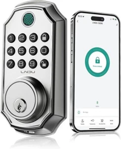 Aplicación de cerradura de puerta inteligente con huellas dactilares LNDU sin llave teclado cerrojo Bluetooth - Imagen 1 de 10