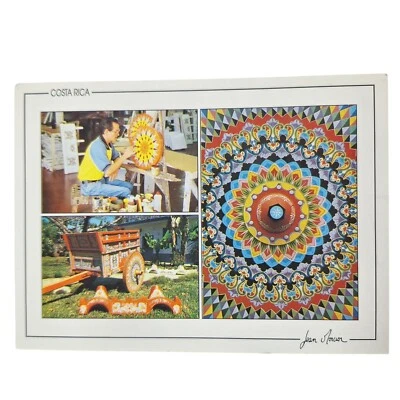 Postcard National Crafts Cradle Ox Cart Sarchi Costa Rica Chrome Unposted - Image 1 of 2