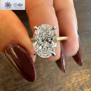 IGI 4.00Ct F VS1 Oval Cut Lab Grown Diamond Engagement Ring In 14k Two-Tone Gold - Picture 1 of 11
