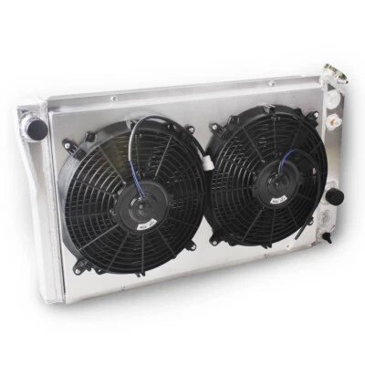 Cubierta del ventilador de 2x12" radiador de aluminio 3 filas 5,7 L para Chevrolet Corvette C4 1984-90 Foto 1 de 4