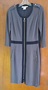 Gerard Darel Viskose/Elasthan Kleid taupe/schwarz Borte/Messing Reißverschluss Gr. 38 FR US 8 - Bild 1 von 20
