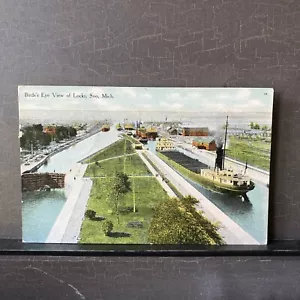 Freighter Ship Soo Locks Sault Ste Marie Michigan MI Antique 1922 post Postcard - Picture 1 of 5