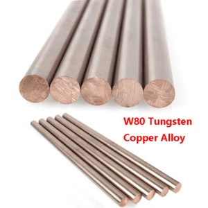 W80 Tungsten Copper Alloy Bar Round Metal Rod 200mm Long Φ1/2/3/4/5/6/7~10mm Dia - Picture 1 of 6