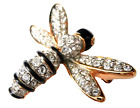 Ensemble plaqué or épingle frelon signée Swarovski avec cristaux de pavé - logo cygne