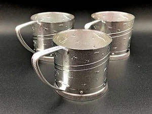 Railway Cup Holders Space VIZ Vintage Set 3 pcs Metal Coasters Podstakannik USSR - Picture 1 of 12