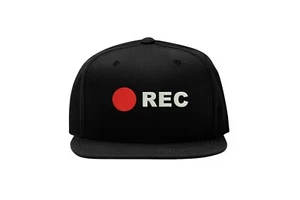 Record Button Old School Video Embroidered Snapback Cap Fullcap Flat Bill Hat - Picture 1 of 5