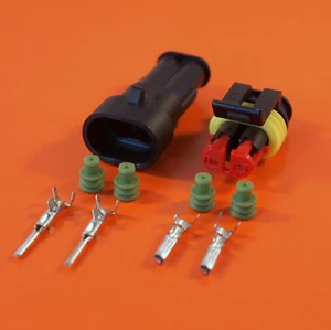 2 Way Genuine AMP Superseal Electrical Connector For Wire Size 0.3mm-0.5mm sq - Picture 1 of 6
