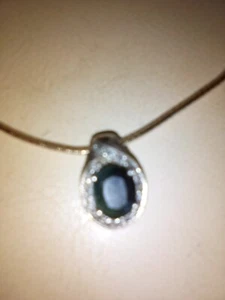 Halskette mitternachtsblauer Saphir mit Diamanten - Bild 1 von 3