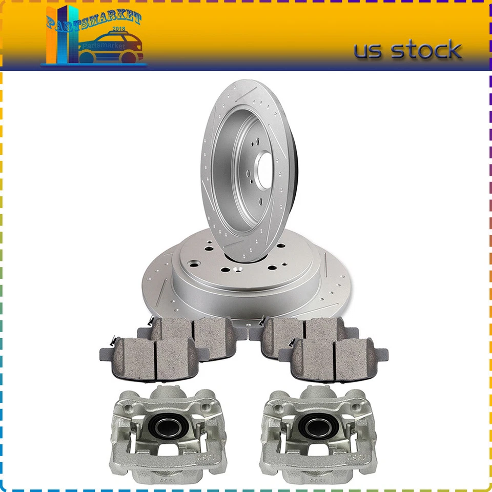 PMT2018 Rear Brake Rotors Ceramic Pads Calipers For Acura MDX Honda Pilot - Image 1 of 1