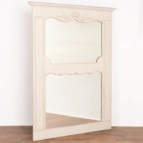 Large Antique Gray Painted French Country Mirror, Circa 1820-40 Cover